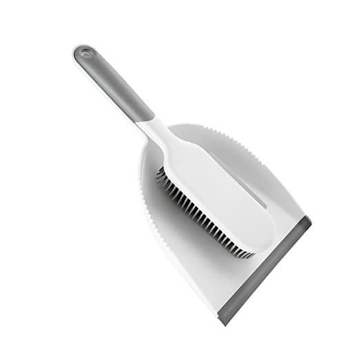 Healeved 2 Pcs Set Household Multifunctional Cleaning Brush Multi-use Cleaning Mini Broom Dust Pan and Brush Tiny Broom Dustpan Mini Dust Pan Broom Dustpan Cleaner Desktop Broom White