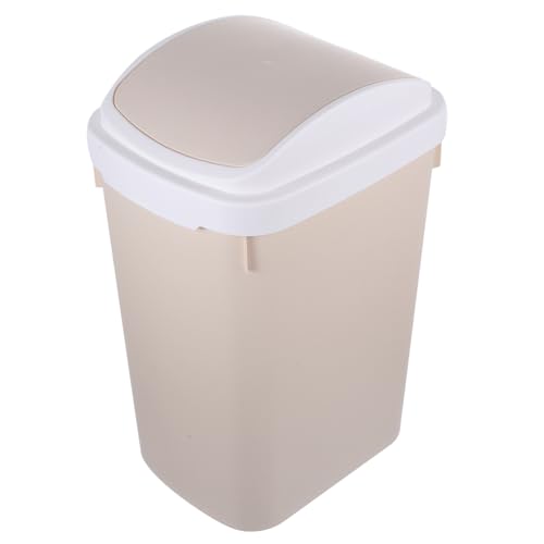 HOMOCONO Household Flip Trash Can Waste Bin for Bedroom Large Lidded Buckets Dustbin Lid Trash Bucket Trash Bin with Lid Bedside Trash Bin Pantry Clear Pp Beige