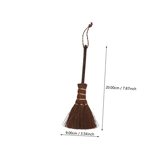 Outanaya 1pc Brown Silk Broom Decor Mustache Hand Broom Cleaning an Fittings Palm Broom Tea Cup Cleaner Keyboard Accessories Fireplace Accessories Small Straw Broom Brush Adorable Broom