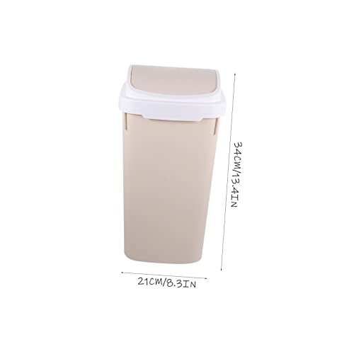 HOMOCONO Household Flip Trash Can Waste Bin for Bedroom Large Lidded Buckets Dustbin Lid Trash Bucket Trash Bin with Lid Bedside Trash Bin Pantry Clear Pp Beige