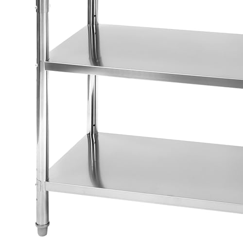 YUMIONB Stainless Steel Shelving, 5 Tier Floor Standing Stainless Steel Shelving Stainless Steel Heavy Duty Shelving Commercial Shelving with Adjustable Hight for Home, Supermarkets, Warehouses