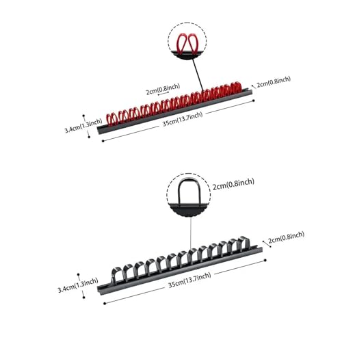 Plastic Wrench Screwdriver Organizer Rail Rack Storage Holder Garage Workshops Hardware Tool Display Hanger ABS Wall Mount(Red)