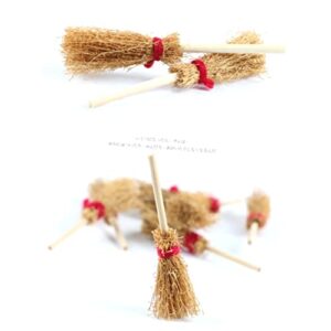 Gogogmee 30 Pcs Broom Witch Hanging Halloween Broom Toys Embellishment Witch Broom Costume Miniature Straw Broom Toys for Halloween Decor Mini Witch Broom Children’s Toys Broomsticks Wooden