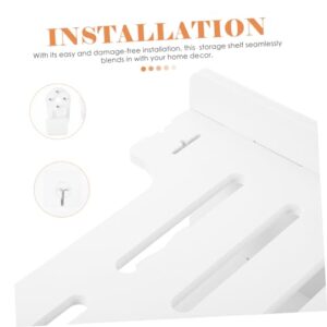 KITANDOVE 1 Set Router Ledge Homedecor Decorations for Home Camera Stand Space Saver Home+decor Router Holder Indoor Wall Mount Shelf Router Bracket No-drilling Holder Wpc White