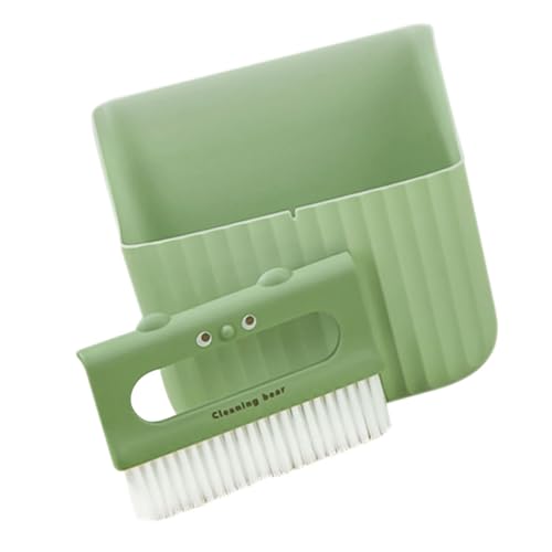 Levemolo 2 Sets Mini Broom Set Whisk Brooms Dustpan Mini Brush Trash Bin Brush Grubber Cleaning Brush Trashcans Garbage Pail Brushes Hair Broom Desktop Cleaning Broom Green Plastic