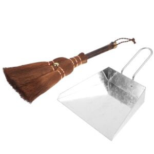 1 set pet broom dustpan convenient mini dustpan pet cage broom pet litter desktop waste cleaning tool dust pan mini dustpan convenient whisk broom cleaning supply coir healeved