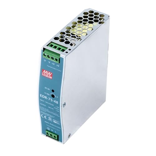 DineDeck EDR-75-48 48V 1.6A 76.8W Industrial DIN Rail Power Supply, High Efficiency 88.5%, UL 508 Certified, for Factory Automation, Semiconductor Equipment, Industrial Control Systems, Mechatronics