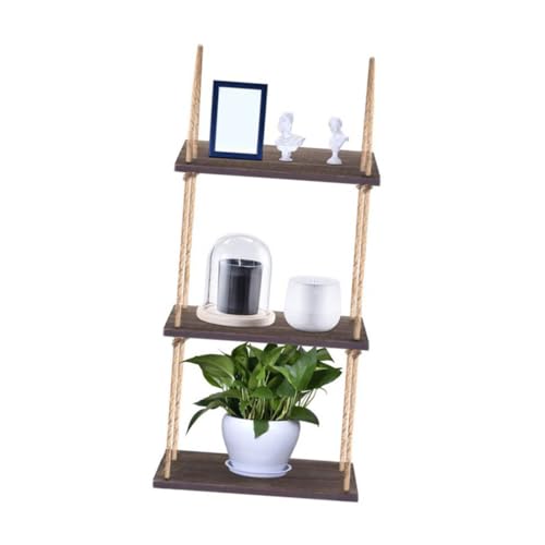 GREENADSCAPE 1 Set Wall Mount Hanging Shelves Home Decor Living Room Decor Bedroom Decor Shelf Storage Racks Swing Rope Farmhouse Shelves Wall Sundries Phone Holder Rope Floating Shelves Wood