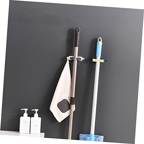 GAROZATION 2pcs Mop Broom Holder Wall Mount Clothes Rack Self Adhesive Broom Holder Wall Mount Clothing Rack Mop Wall Hanger Mop Holder Wall Mounted Clothes Rack Heavy Duty Mop Sweeper Blue