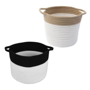 cimaxic 2pcs collapsible storage bins cotton rope woven storage bin storage containers desktop finishing basket