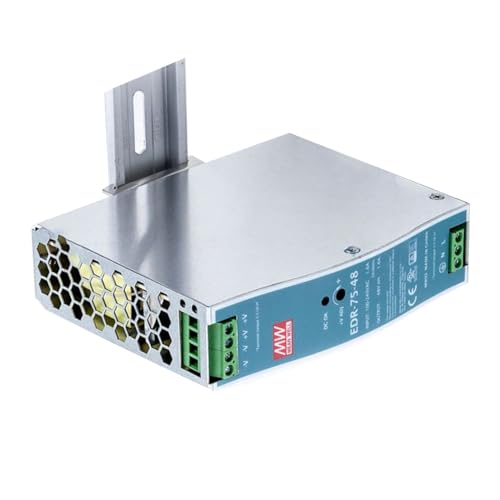 DineDeck EDR-75-48 48V 1.6A 76.8W Industrial DIN Rail Power Supply, High Efficiency 88.5%, UL 508 Certified, for Factory Automation, Semiconductor Equipment, Industrial Control Systems, Mechatronics