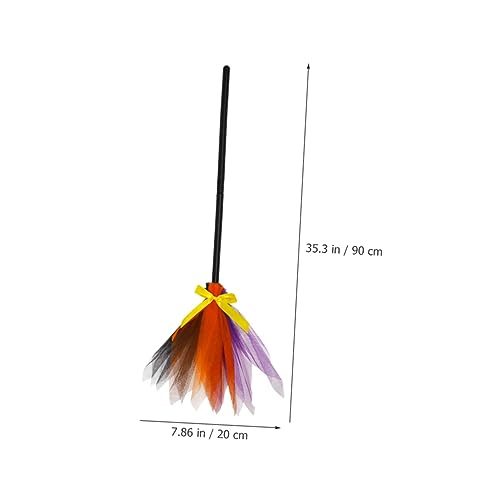 KONTONTY Mesh Plastic Wicked Witches Broom Halloween Broomstick Halloween Broomstick Ornament Halloween Broomstick Decorations