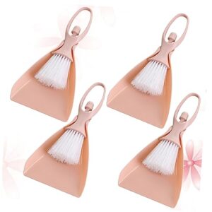 COLLBATH 4 Sets Household Supplies Mini Broom and Dustpan Set Portable Cleaning Set Whisk Brooms Cleaning Brushes Gadget Cleaning Utensils Lecrueset Pans Desktop Cleaner Cleaning Tools Pink