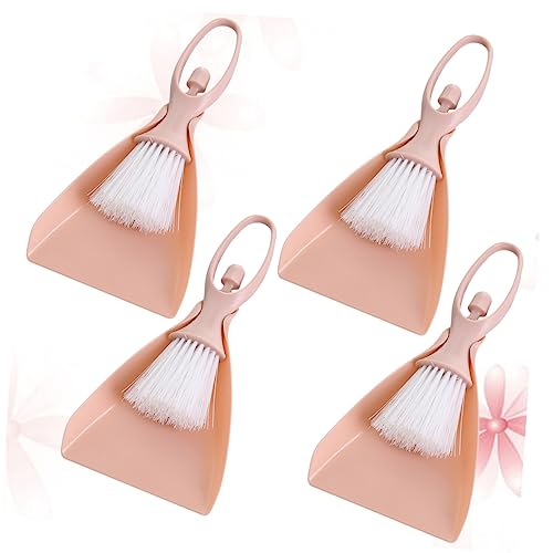 COLLBATH 4 Sets Household Supplies Mini Broom and Dustpan Set Portable Cleaning Set Whisk Brooms Cleaning Brushes Gadget Cleaning Utensils Lecrueset Pans Desktop Cleaner Cleaning Tools Pink