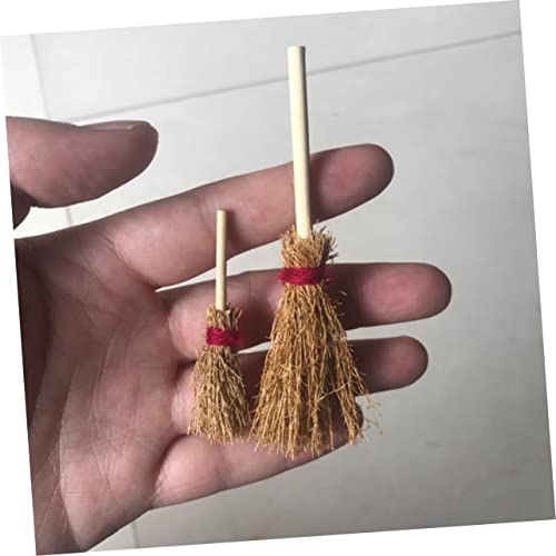 Gogogmee 30 Pcs Broom Witch Hanging Halloween Broom Toys Embellishment Witch Broom Costume Miniature Straw Broom Toys for Halloween Decor Mini Witch Broom Children’s Toys Broomsticks Wooden