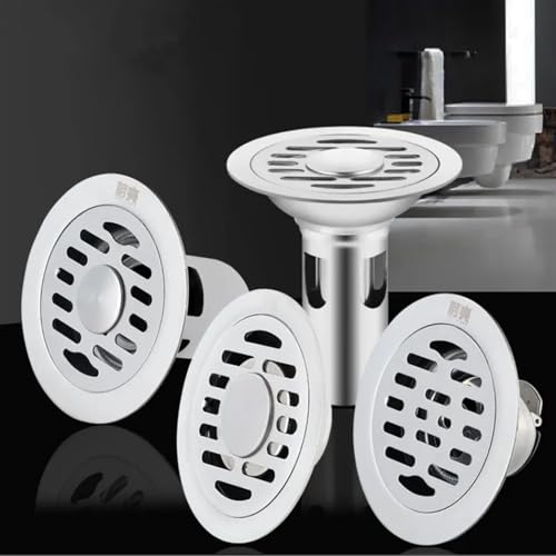 Stainless Steel Floor Drains Strainer Cover Drainer Bathtub Sewer Round Floor Drains Kitchen Bathroom Hardware Fitting 1Pcs(15cm-Single)