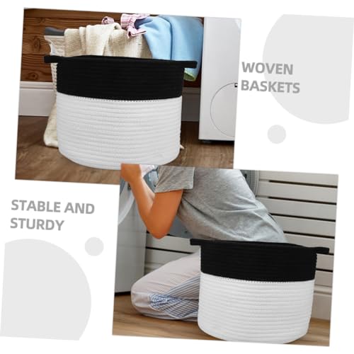 CIMAXIC 2pcs Collapsible Storage Bins Cotton Rope Woven Storage Bin Storage Containers Desktop Finishing Basket