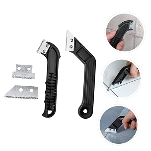 Amosfun 1 Set Bevel Corner Scraping Light Shades for Downlights Floor Clean Scraper Cutter Grout Rake Tool Window Cleaning Squeegee Paint Scraper Grout Cleaning Window Squeegee Black Alloy