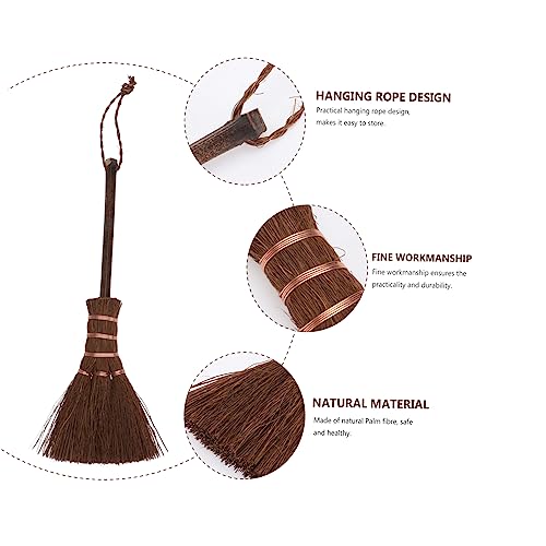 Outanaya 1pc Brown Silk Broom Decor Mustache Hand Broom Cleaning an Fittings Palm Broom Tea Cup Cleaner Keyboard Accessories Fireplace Accessories Small Straw Broom Brush Adorable Broom