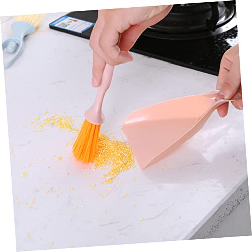 COLLBATH 4 Sets Household Supplies Mini Broom and Dustpan Set Portable Cleaning Set Whisk Brooms Cleaning Brushes Gadget Cleaning Utensils Lecrueset Pans Desktop Cleaner Cleaning Tools Pink