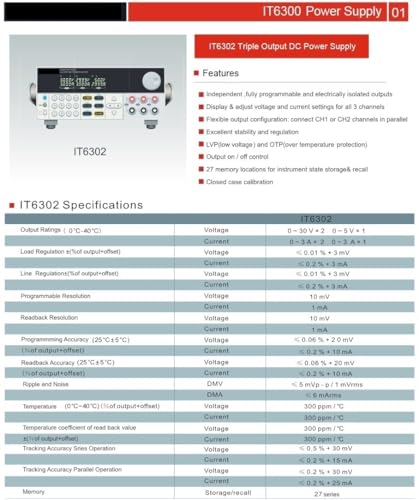 Programmable DC Power Supply, 3 Channel Triple, IT6333A 30V 6A 180W*2CH