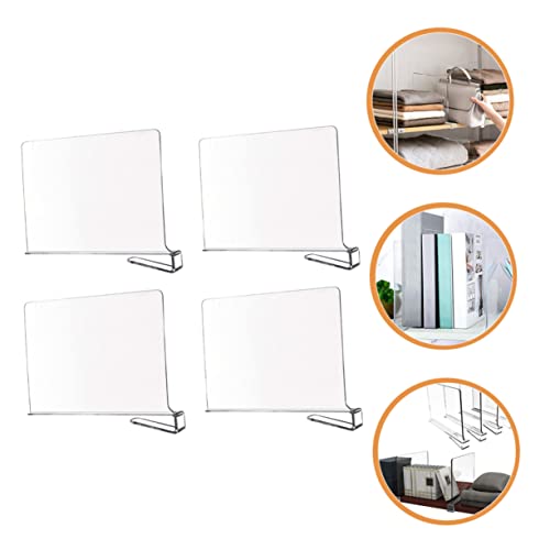 Levemolo 4pcs Clothes Board Storage Bin Drawers Clear Bookshelf Drawers for Clothes Wardrobe Dividers Clear Organizer Drawers Purse Shelves Closet Shelf Separator Shelf Divider