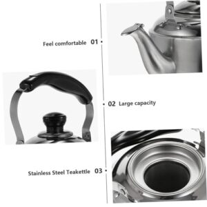 GREENADSCAPE 1pc Stainless Steel Kettle Teakettle Steel Tea Kettle Portable Espresso Coffee Machine Japanese Teapot Whistling Teapot Small Stove Practical Kettle Filter Silver