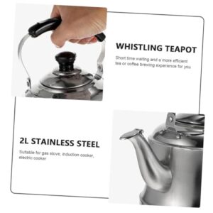 GREENADSCAPE 1pc Stainless Steel Kettle Teakettle Steel Tea Kettle Portable Espresso Coffee Machine Japanese Teapot Whistling Teapot Small Stove Practical Kettle Filter Silver