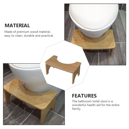 BESTonZON 1pc Toilet Stool Toilet Seat Stool Step Stools Kid Potty Stools for Home Toilet Seat Step Stool Foot Support Tool Bathroom Chair Portable Toilet Wooden Footstool Khaki