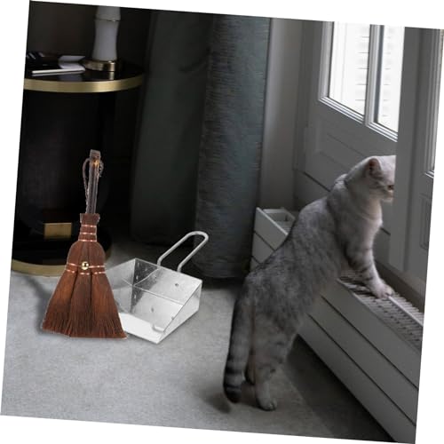 1 Set Pet Broom Dustpan Convenient Mini Dustpan Pet Cage Broom Pet Litter Desktop Waste Cleaning Tool Dust Pan Mini Dustpan Convenient Whisk Broom Cleaning Supply Coir Healeved