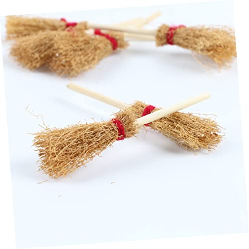 Gogogmee 30 Pcs Broom Witch Hanging Halloween Broom Toys Embellishment Witch Broom Costume Miniature Straw Broom Toys for Halloween Decor Mini Witch Broom Children’s Toys Broomsticks Wooden