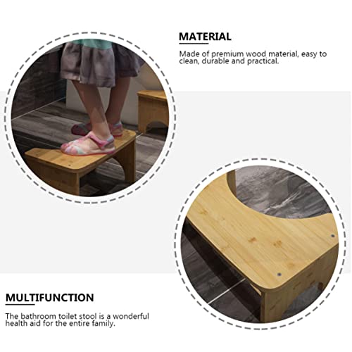 BESTonZON 1pc Toilet Stool Toilet Seat Stool Step Stools Kid Potty Stools for Home Toilet Seat Step Stool Foot Support Tool Bathroom Chair Portable Toilet Wooden Footstool Khaki