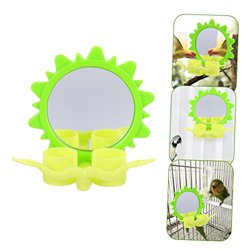 BESPORTBLE Parrot Food Box Food Toy Hanging Food Container Pet Birds Supplies Bird Mirror for Cage Hanging Parrots Feeder Pet Food Containers Birds Feeder Brain Toy Pet Toys Green Plastic