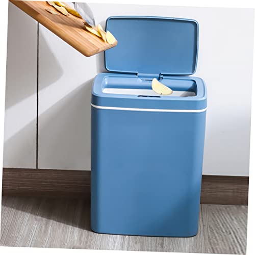 HOMOCONO Smart Trash Can Electronic Sensor Waste Bin Bins with Lids Kitchen Trash Can Automatic Garbage Bin Trash Can Dispenser Containers with Lids Motion Sensor Trash Can Plastic Blue