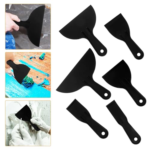 BUTIFULSIC 6pcs Putty Knife Set Wallpaper Scraper Wallpaper Cleaning Tool Wallpaper Tool Kit Wall Paper Scraper Wallpaper Smoothing Tool Wallpaper Squeegee Wall Paper Tool Plastic Black