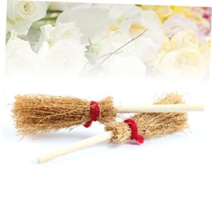 Gogogmee 30 Pcs Broom Witch Hanging Halloween Broom Toys Embellishment Witch Broom Costume Miniature Straw Broom Toys for Halloween Decor Mini Witch Broom Children’s Toys Broomsticks Wooden