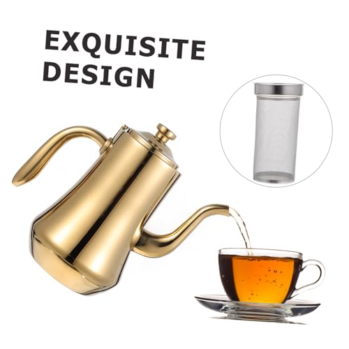 GREENADSCAPE 1pc Kettle Cooking Oil Dispenser Camping Coffee Makers Stovetop Espresso Pot Filter Pot Gongfu Teapot Milk Steamer Espresso Coffee Maker Machine Stainless Steel Golden