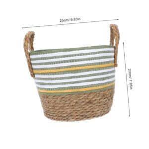 QUMIIRITY Rattan Storage Basket Woven Laundry Basket Waters Hyacinth Basket Woven Hamper Seagrass Belly Baskets Wicker Trash Can Woven Garbage Can Jute Planter Office Trash Bin