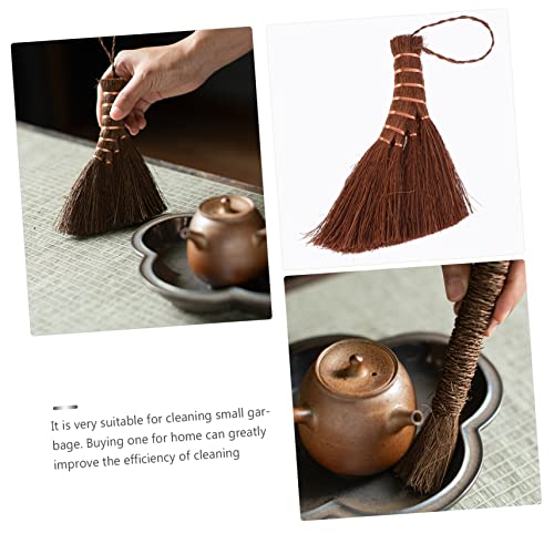 ORFOFE 2 Pcs Mini Brown Broom Hand Sweeping Whisk Natural Palm Broom Counter Cleaner Car Broom Portable Sweeper Broom Cleaning Toys Broom for Small Cleaning Broom Brooms Brown Silk