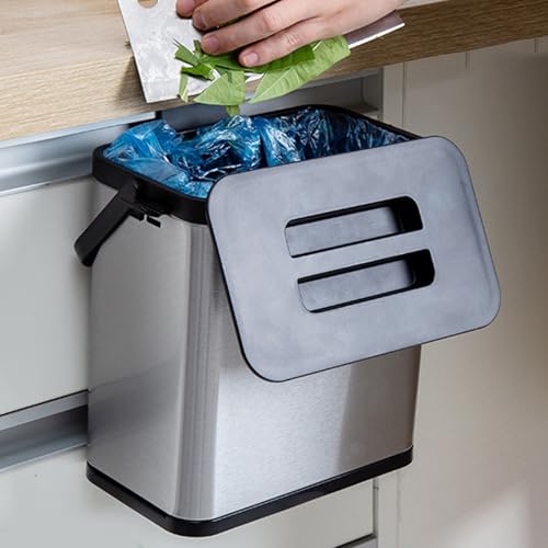 PASNMKvn Multipurpose Kitchen Trash Can with Lid Practical Stainless Steel Compost Can with Lid for Kitchen Organization