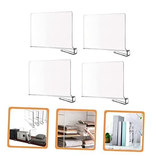 Levemolo 4pcs Clothes Board Storage Bin Drawers Clear Bookshelf Drawers for Clothes Wardrobe Dividers Clear Organizer Drawers Purse Shelves Closet Shelf Separator Shelf Divider