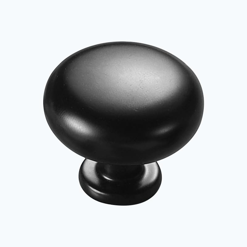 Zinc Alloy Single Hole Drawer Pull, Round Knob Handle for Cabinets, Black