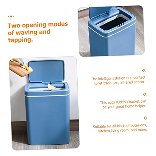 HOMOCONO Smart Trash Can Electronic Sensor Waste Bin Bins with Lids Kitchen Trash Can Automatic Garbage Bin Trash Can Dispenser Containers with Lids Motion Sensor Trash Can Plastic Blue