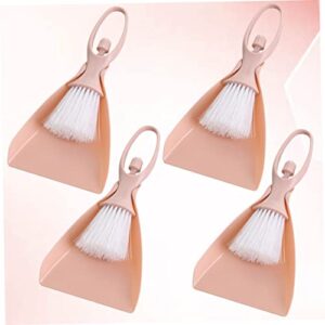 COLLBATH 4 Sets Household Supplies Mini Broom and Dustpan Set Portable Cleaning Set Whisk Brooms Cleaning Brushes Gadget Cleaning Utensils Lecrueset Pans Desktop Cleaner Cleaning Tools Pink