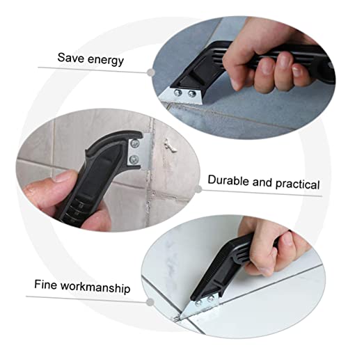 Amosfun 1 Set Bevel Corner Scraping Light Shades for Downlights Floor Clean Scraper Cutter Grout Rake Tool Window Cleaning Squeegee Paint Scraper Grout Cleaning Window Squeegee Black Alloy