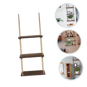 GREENADSCAPE 1 Set Wall Mount Hanging Shelves Home Decor Living Room Decor Bedroom Decor Shelf Storage Racks Swing Rope Farmhouse Shelves Wall Sundries Phone Holder Rope Floating Shelves Wood