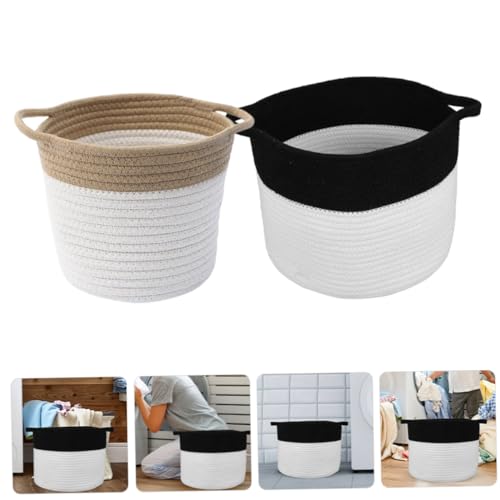 CIMAXIC 2pcs Collapsible Storage Bins Cotton Rope Woven Storage Bin Storage Containers Desktop Finishing Basket