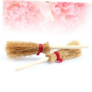 Gogogmee 30 Pcs Broom Witch Hanging Halloween Broom Toys Embellishment Witch Broom Costume Miniature Straw Broom Toys for Halloween Decor Mini Witch Broom Children’s Toys Broomsticks Wooden