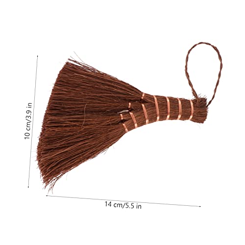 ORFOFE 2 Pcs Mini Brown Broom Hand Sweeping Whisk Natural Palm Broom Counter Cleaner Car Broom Portable Sweeper Broom Cleaning Toys Broom for Small Cleaning Broom Brooms Brown Silk