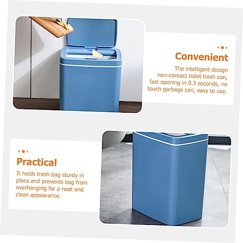 HOMOCONO Smart Trash Can Electronic Sensor Waste Bin Bins with Lids Kitchen Trash Can Automatic Garbage Bin Trash Can Dispenser Containers with Lids Motion Sensor Trash Can Plastic Blue